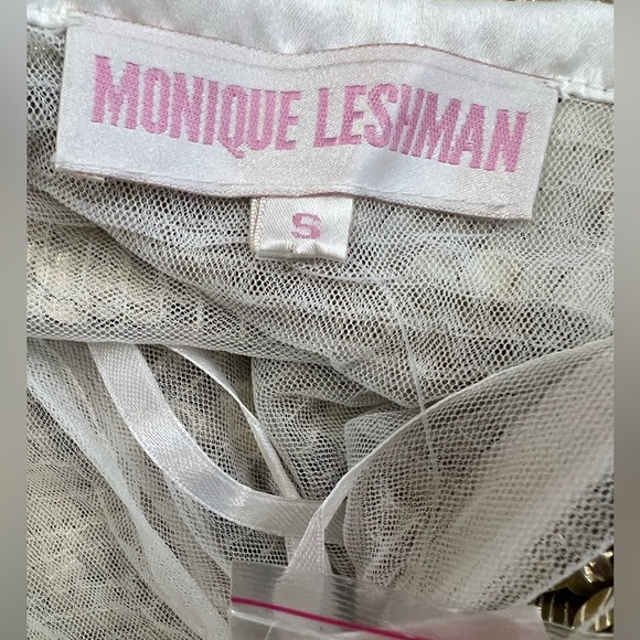 Monique Leshman Lolita Mini Skirt Size Small NWT Gold Sequin Hidden side zipper - Picture 6 of 10